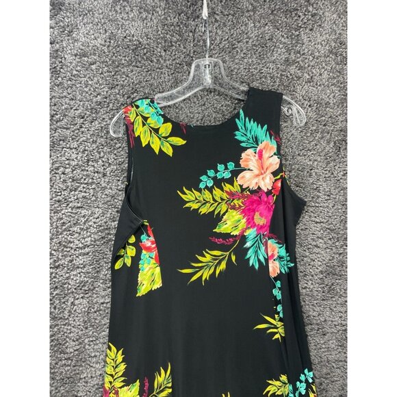 Susan Graves Sundress Women's Medium Black Floral Polyester Stretch Sleeveless - Picture 12 of 14